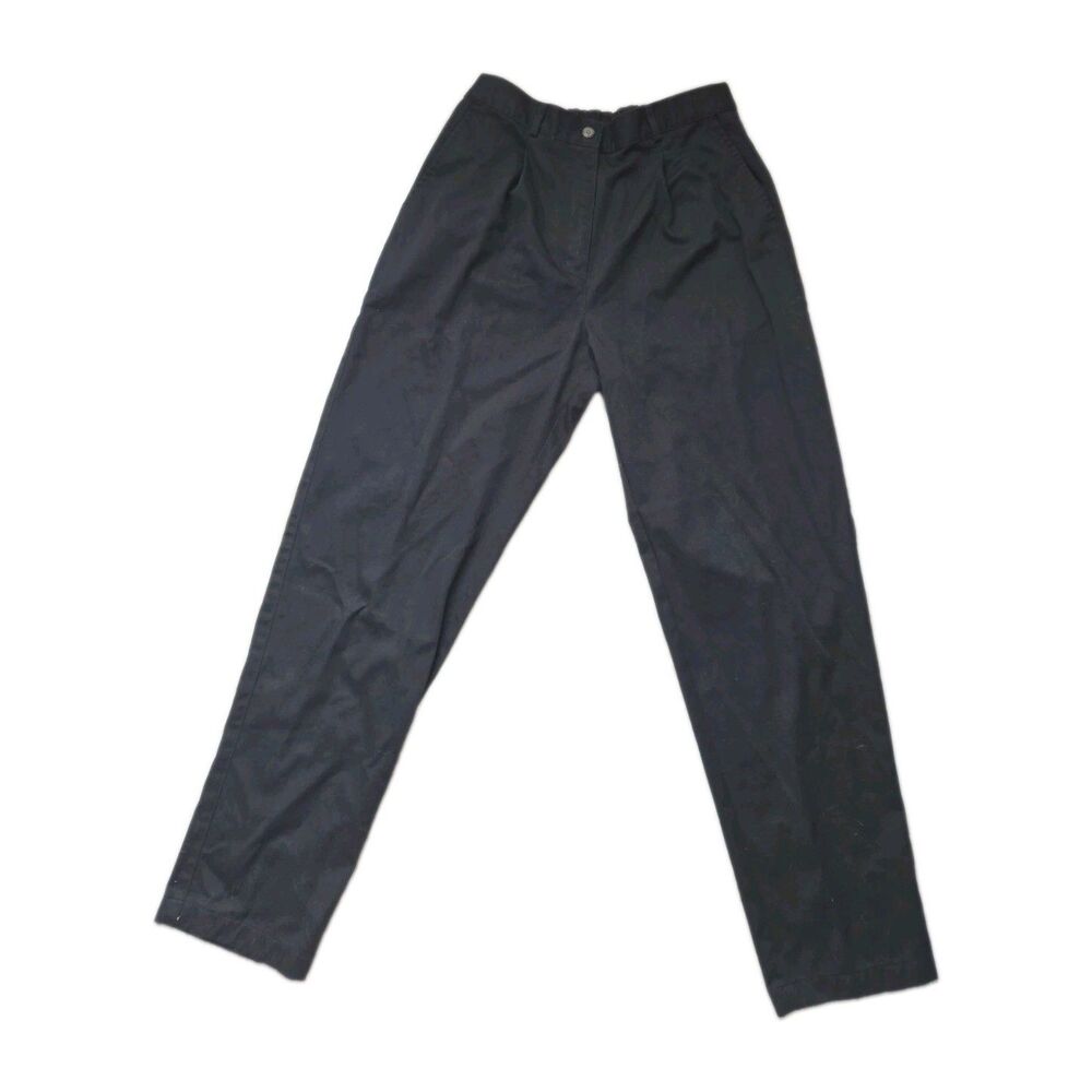 L.L.Bean Black Classic Fit Chino Pants Cotton Blend Straight Leg Womens 10 EUC